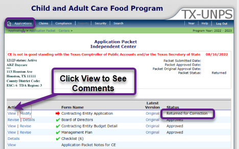 Tip 1 View Application Packet Section
